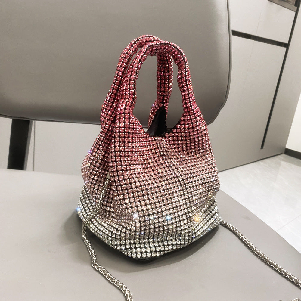 Hand-held Bucket Crystal Single Shoulder Cross-body Small Bag Handbag