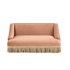 Duchess 33' Medium Princess Pet Bed Sofa with Fringe Skirt, Peach Orange Performance Velvet