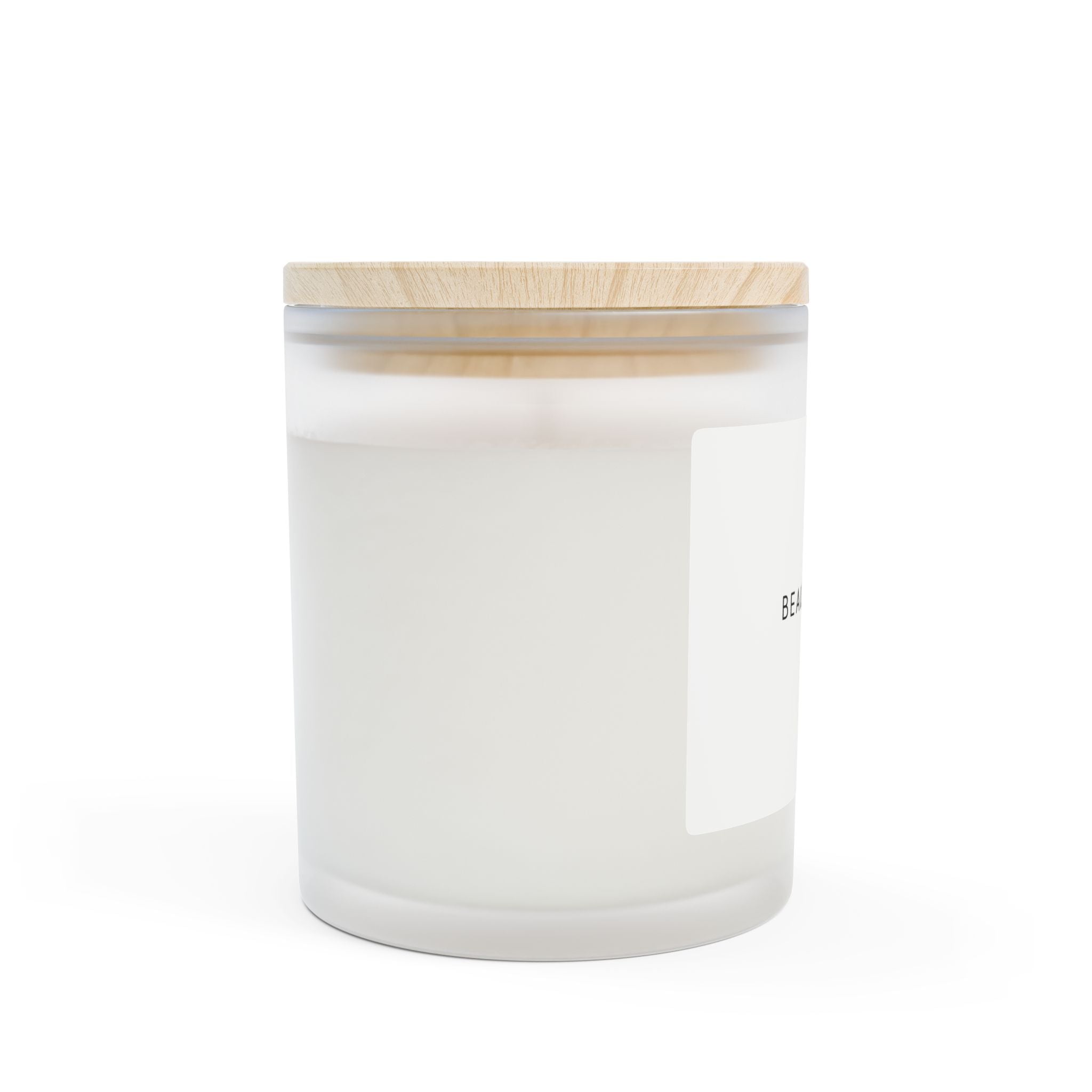 Candle — “Beautiful U” Frosted Glass Soy Candle, 11 oz — Minimal Wooden Lid Gift