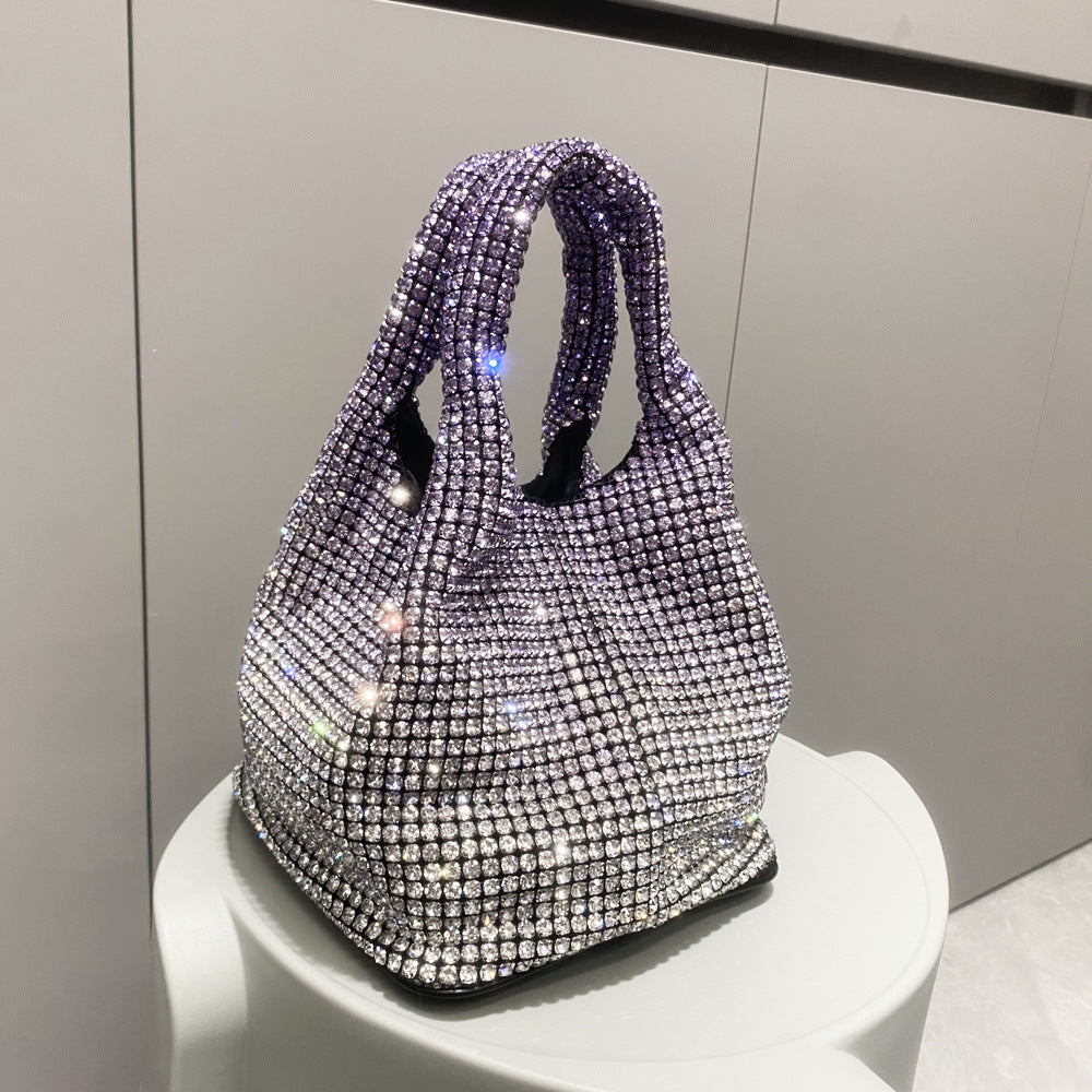 Hand-held Bucket Crystal Single Shoulder Cross-body Small Bag Handbag