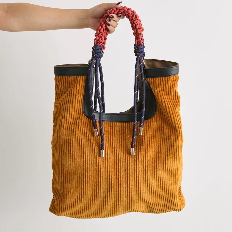 Corduroy Tote Vintage Large Capacity Shoulder Bag