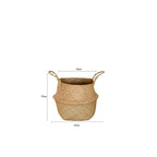 Scandinavian Style Wicker Handbasket Flower Pot Rattan Weave Plant Grass Woven Floor Folding Wicker Basket Weaving