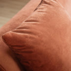 Modern Velvet 3-Seater Sofa in Tangerine with Curved Back Design