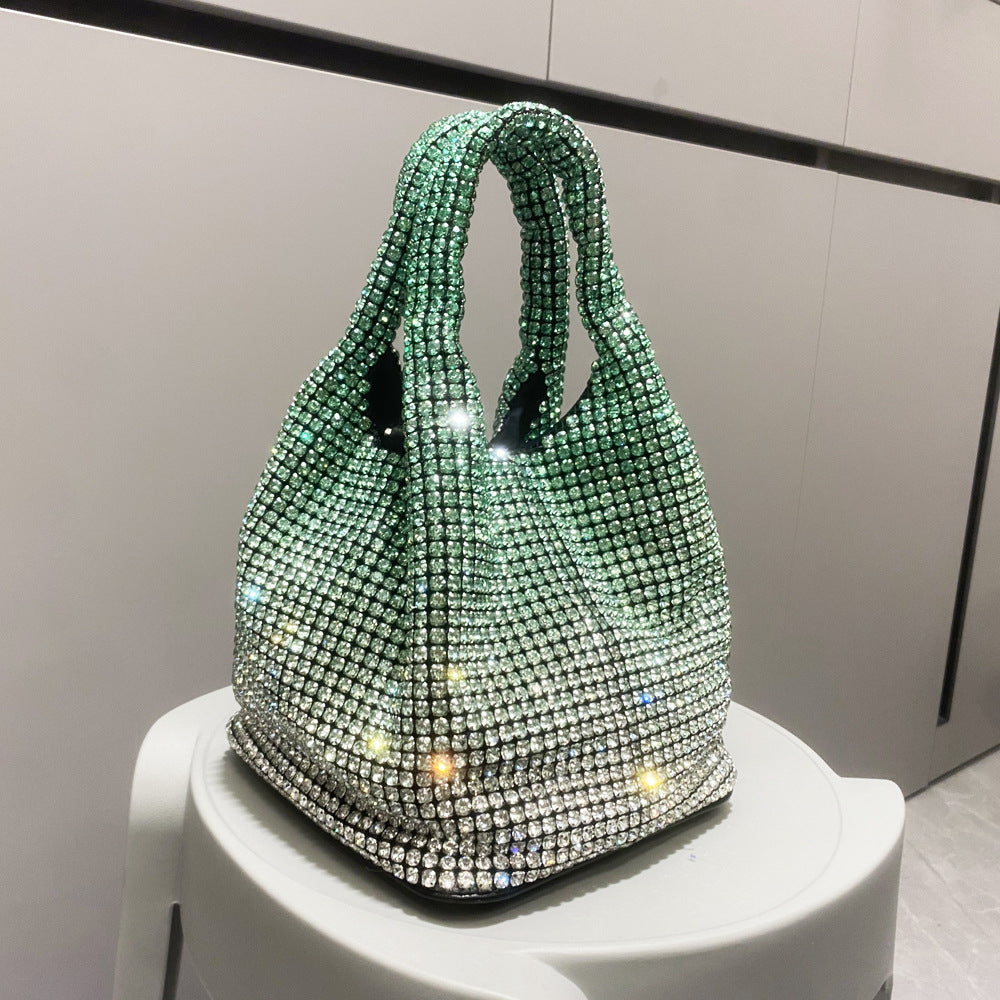 Hand-held Bucket Crystal Single Shoulder Cross-body Small Bag Handbag