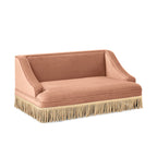 Duchess 33' Medium Princess Pet Bed Sofa with Fringe Skirt, Peach Orange Performance Velvet