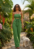 Tied Cutout Tube Wide Leg Jumpsuit