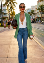 BiBi Vintage Washed Peak Lapel Double Breasted Blazer