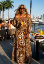 Printed Off Shoulder Maxi Dress