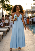Halter Neck Tiered Maxi Dress