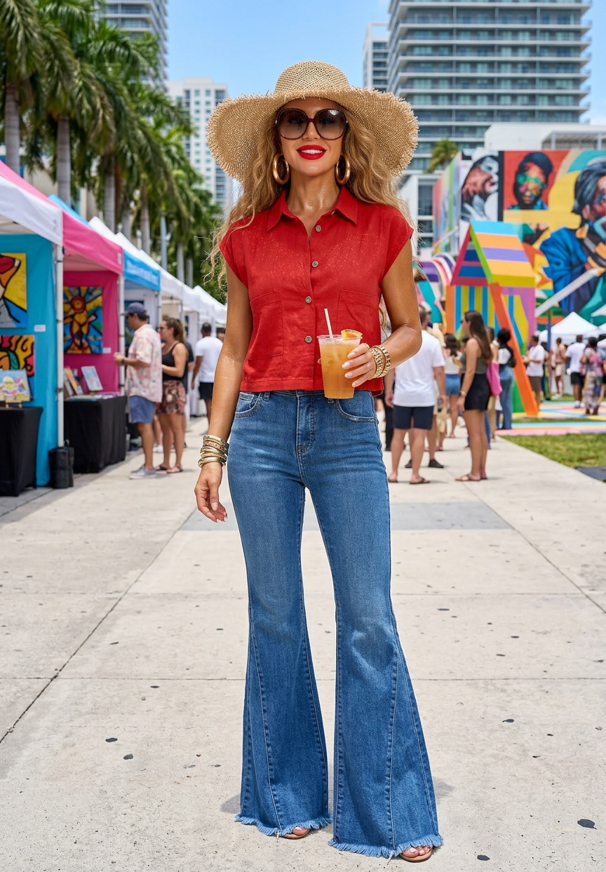Button-Down Cap Sleeve Shirt