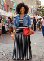 Plus Size Striped Spaghetti Strap Maxi Dress