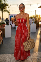 Polka Dot Strapless Maxi Dress