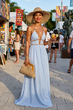 Striped Halter Neck Maxi Dress