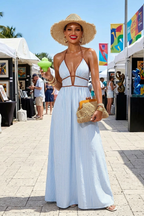 Striped Halter Neck Maxi Dress