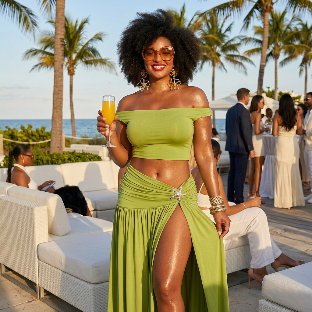 Off-Shoulder Top and Split Skirt Set