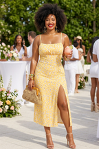 Slit Bodice Midi Cami Dress