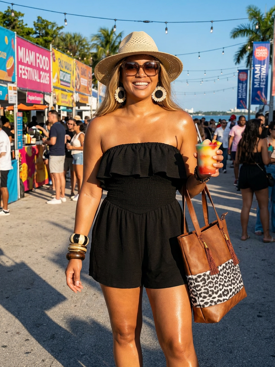 Ruffled Smocked Tube Romper