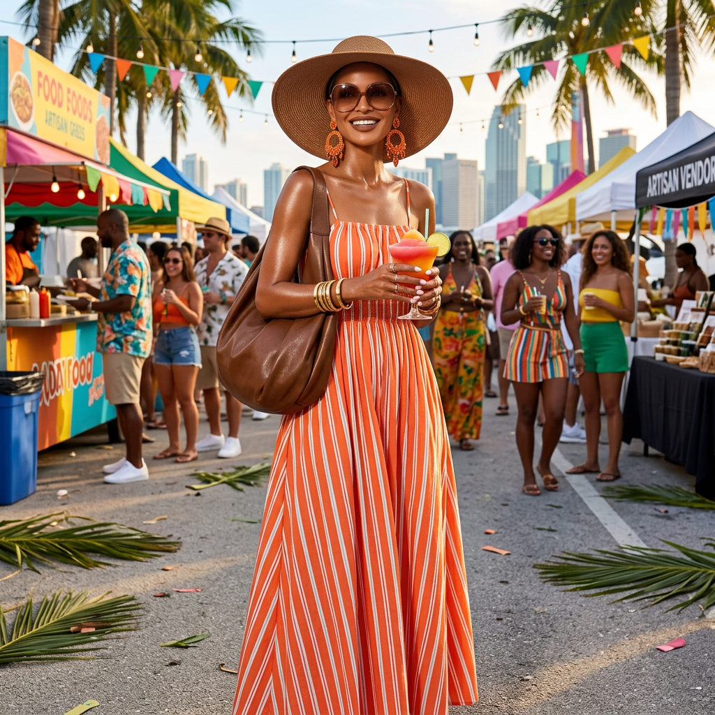Striped Square Neck Cami Dress