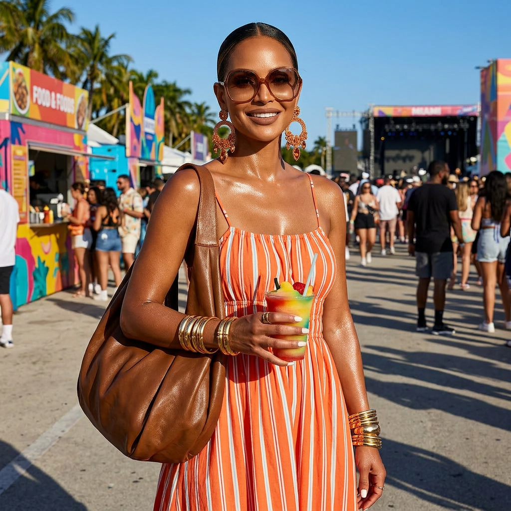 Striped Square Neck Cami Dress