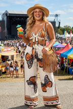 Boho Butterfly Print Top and Pants Set