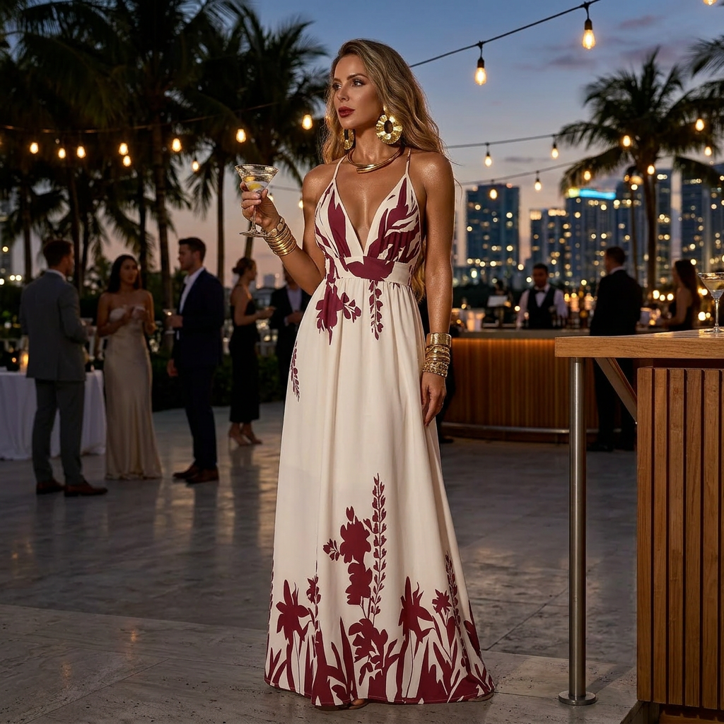 Deep V-Neck Spaghetti Strap Maxi Dress