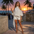 Cold Shoulder Long Sleeve Blouse
