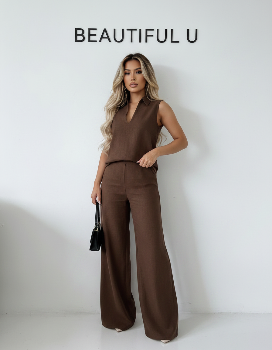 Sleeveless Top and Wide Leg Pants Set