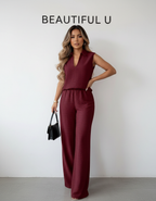 Sleeveless Top and Wide Leg Pants Set