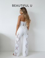 Cutout Tube Top and Wide Leg Pants Set