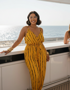 Striped Contrast Tie Ankle Spaghetti Strap Jumpsuit