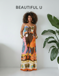 Printed Sweetheart Neck Jumpsuit