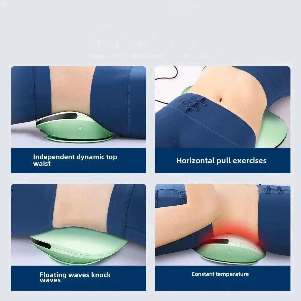 Rechargeable Electric Lumbar Traction Massager Adjustable Vibration Green