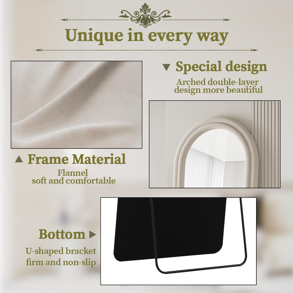 Arched Full Length Floor Mirror 71 X 32 Inches White
