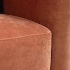 Modern Velvet 3-Seater Sofa in Tangerine with Curved Back Design