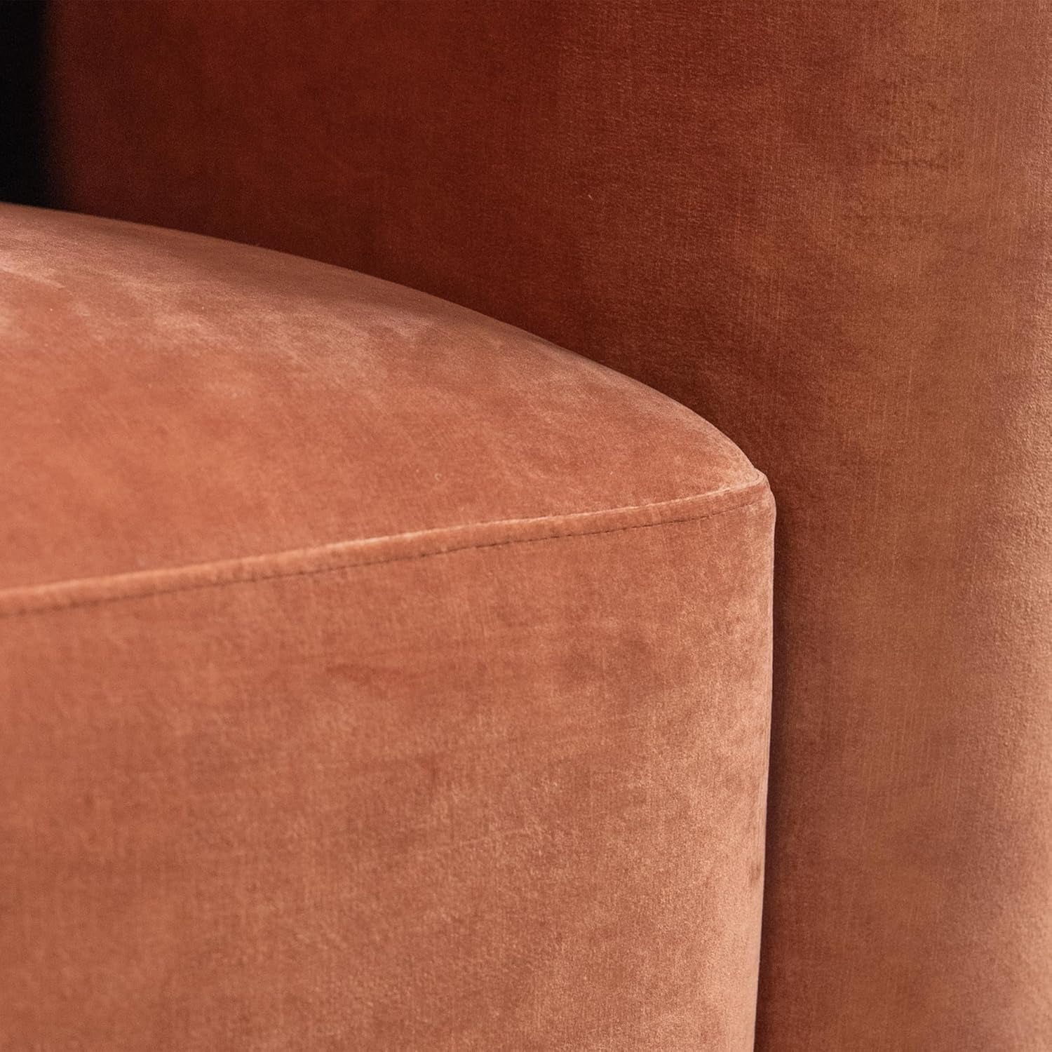 Modern Velvet 3-Seater Sofa in Tangerine with Curved Back Design