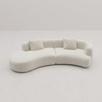 White Boucle Curved Sectional Sofa Modular Living Room