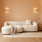 White Boucle Curved Sectional Sofa Modular Living Room