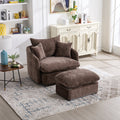 46.1" W Upholstered Oversized Swivel Accent Chair with Ottoman