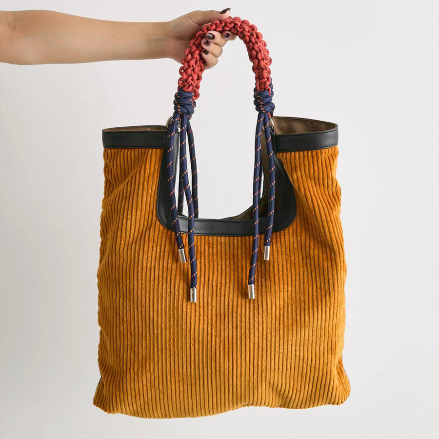 Corduroy Tote Vintage Large Capacity Shoulder Bag
