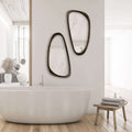 Mid-Century Modern Asymmetrical Black Wood Mirror